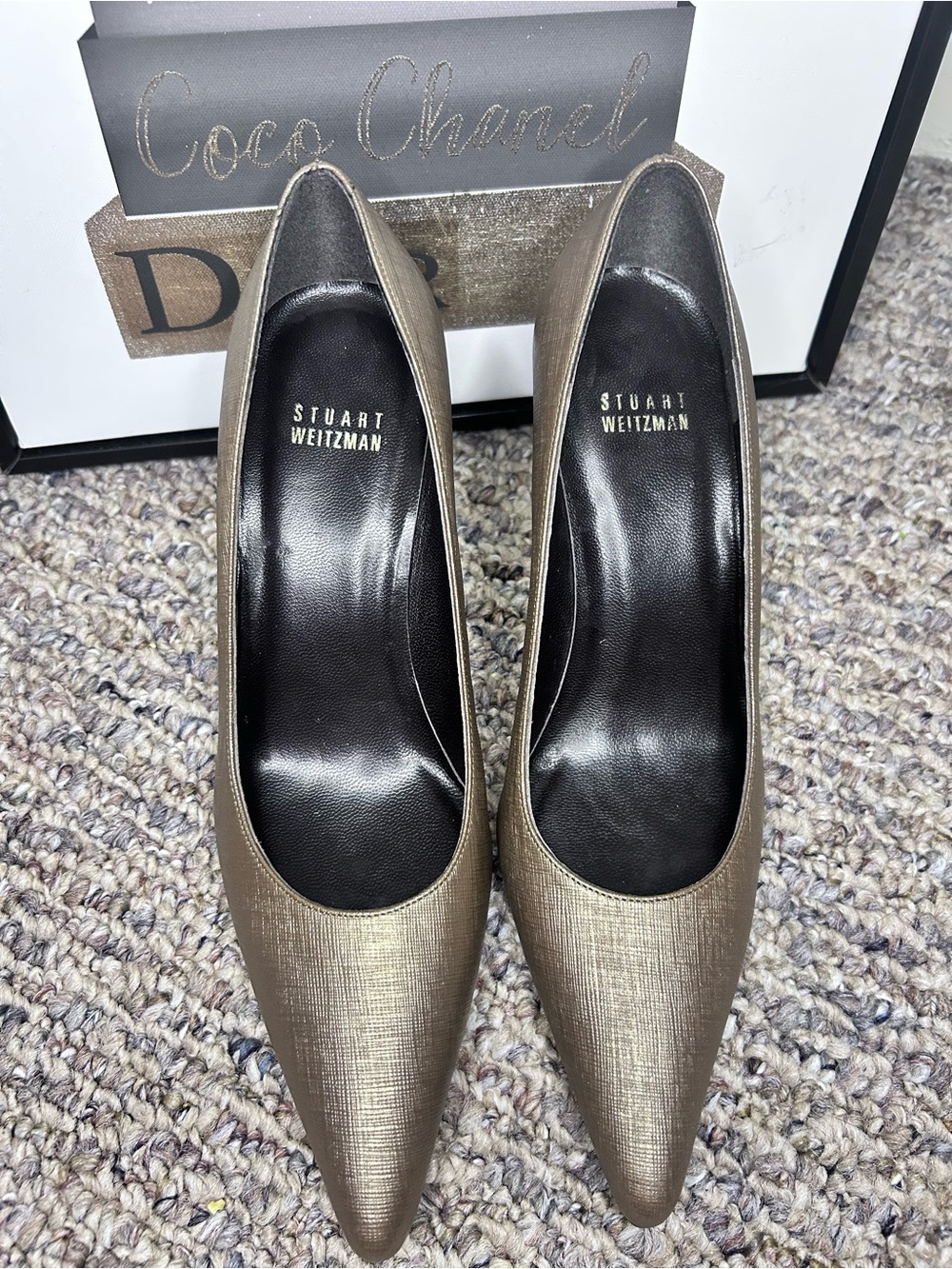 Stuart Weitzman Metallic Taupe Pointed-Toe Pumps vintage NWOT size 6 1/2
